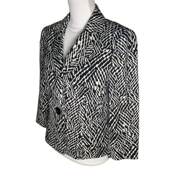Kasper black white patterned blazer small size 6 office preppy old money style - Picture 4 of 12